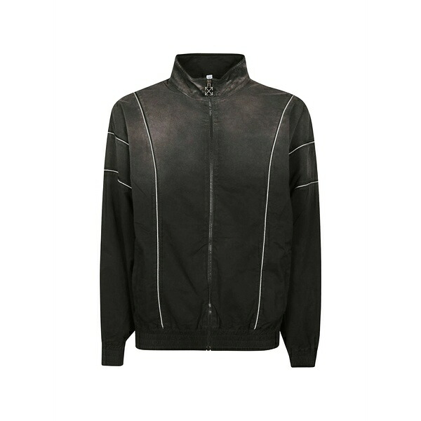 オフホワイト メンズ ジャケット&ブルゾン アウター Piped-trim zip-up jacket Grey|asty