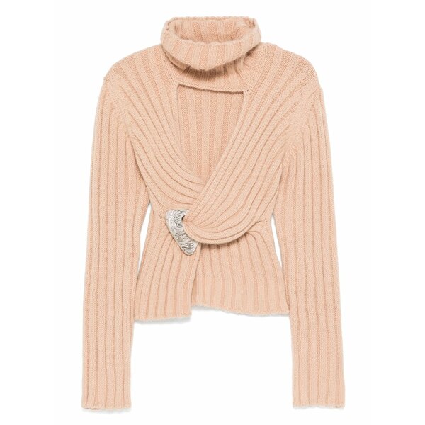 方面 レディース 編み物\u0026スウェーター アウター Twisted roll-neck sweater Neutrals