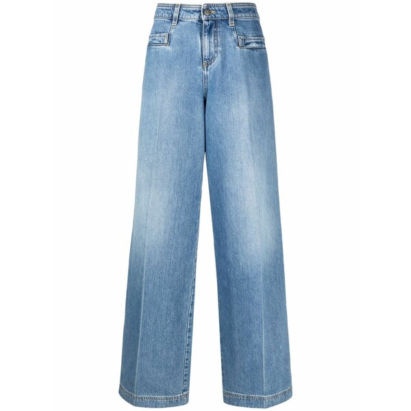 フィロソフィーデロレンゾセラフィーニ レディース ジーンズズボン下 ボトムス Pressed-crease wide-leg jeans Blue