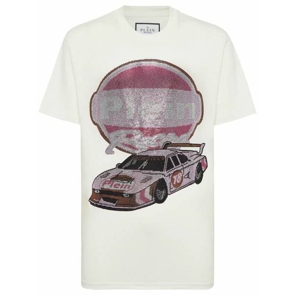 フィリップ飾り気の無い メンズ プルオーバー トップス Strass cars racing t-shirt White