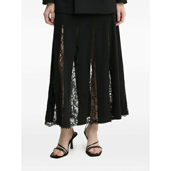 エーエルシー レディース スコート ボトムス Lace-insert MIDI skirt Black