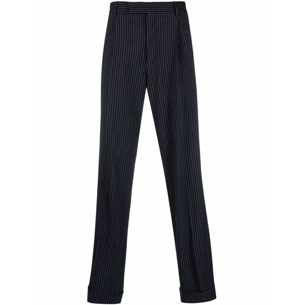 PTトリノ メンズ カジュアルパンツ ボトムス Pinstripe-pattern straight-leg trousers Blue