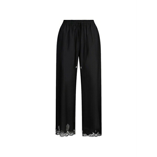 リュージョー レディース カジュアルパンツ ボトムス Lace drawstring trousers Black