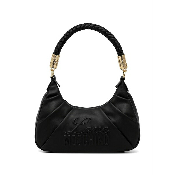 ラブ モスキーノ レディース トートバッグ バッグ Logo-detail braided-handle tote bag Black｜asty