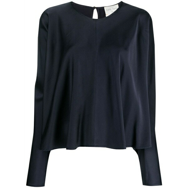 フォルテ フォルテ レディース プルオーバー トップス Panelled satin-finish blouse Blue