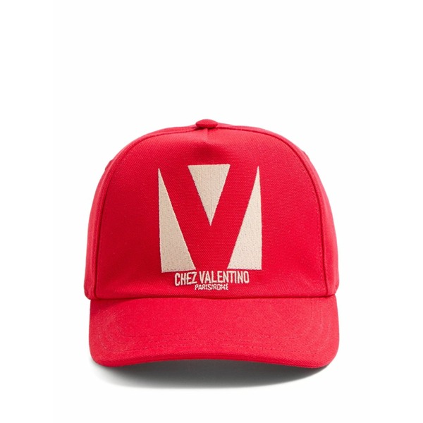 ヴァレンティノ ガラヴァーニ メンズ かぶり笠 佩び物 Logo-detail baseball cap Red