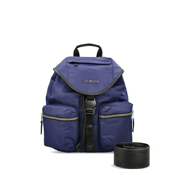 プレミアータ メンズ うしろ側容器に並べる・背嚢 御徒面子 Lyn leather-trim backpack Blue