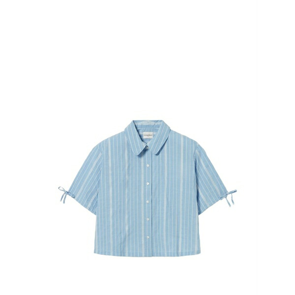 クローディピエルロ レディース シャツ トップス Striped tie-cuff shirt Blue｜asty