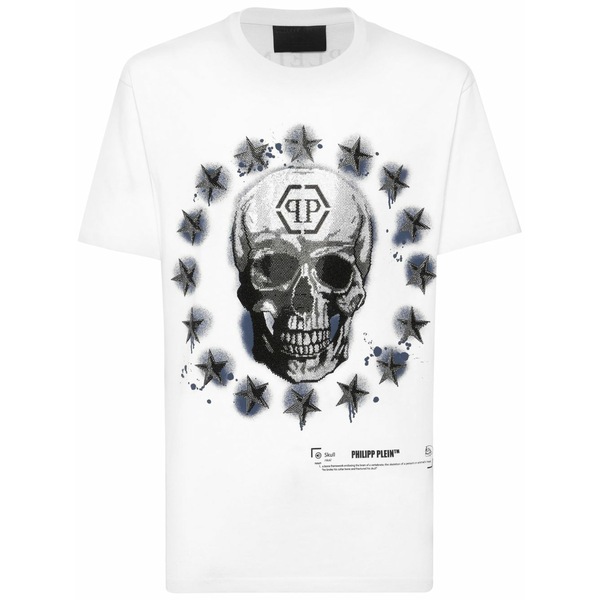 フィリップ飾り気の無い メンズ プルオーバー トップス Skull-print t-shirt White