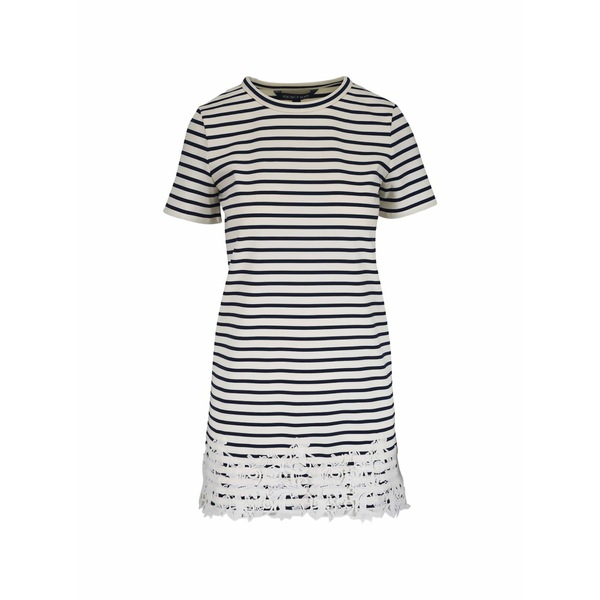 ヴェロニカ ベアード レディース ワンピース トップス Striped-pattern lace-detail mini dress Neutrals｜asty