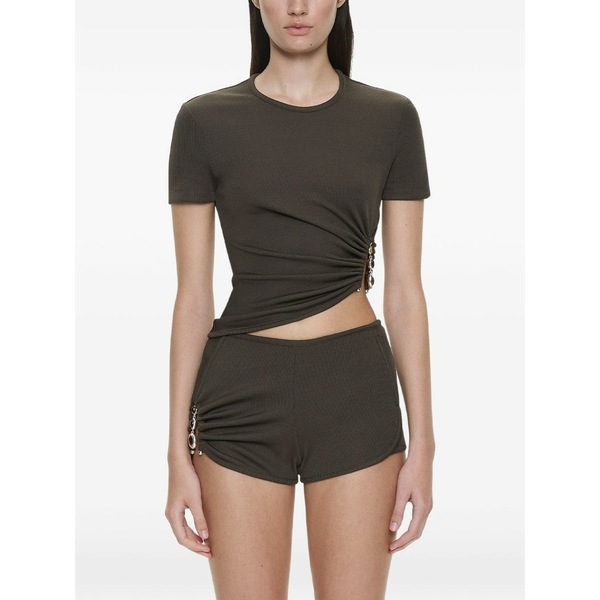 クリストファーエスバー レディース ティーシャツ トップス Droplet crystal ruched t-shirt Brown
