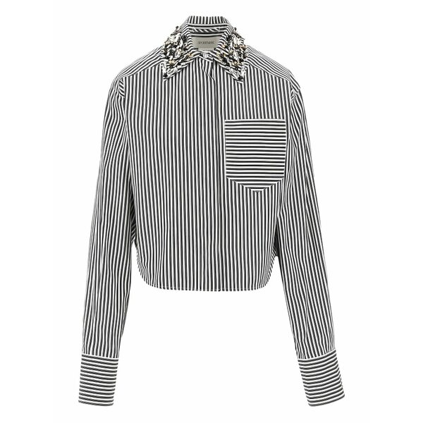 スポーツマックス レディース シャツ トップス Striped embellished shirt White