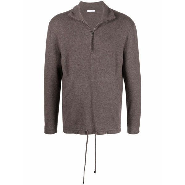 マロ メンズ 編み物\u0026プルオーバー アウター Zip placket cashmere pullover Brown