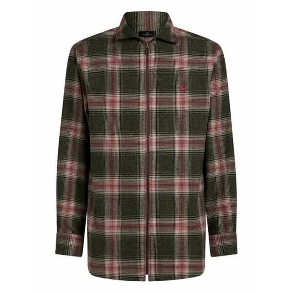 エトロ メンズ ティーシャツ トップス Check zip-up shirt Brown