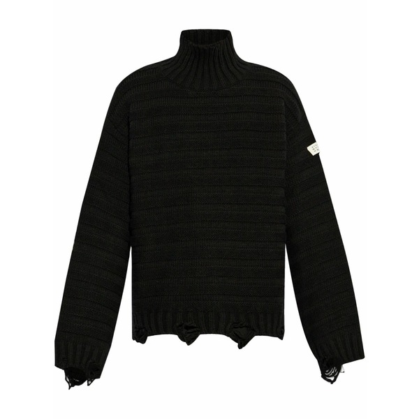 マルタンマルジェラ メンズ 編み物\u0026プルオーバー アウター Distressed high-neck jumper Black