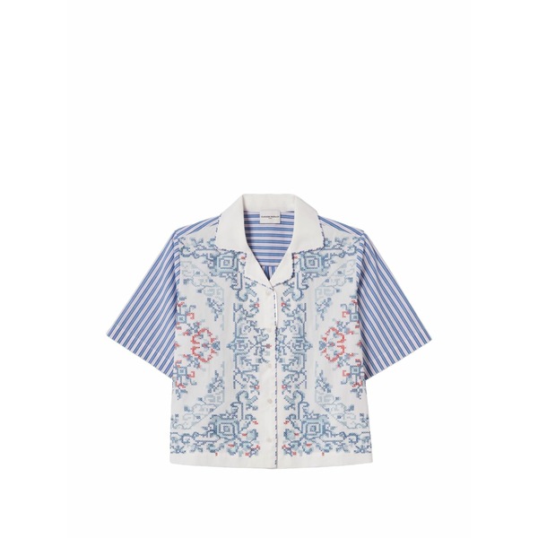 クローディピエルロ レディース シャツ トップス Stripe-pattern cotton shirt White
