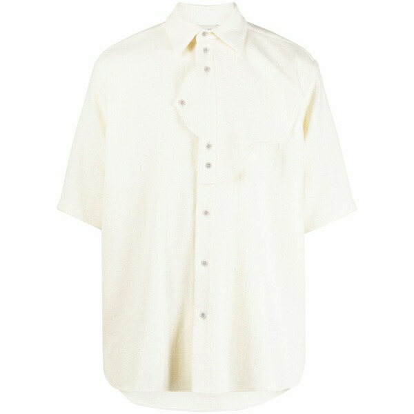 ゲーエムベーハー メンズ シャツ トップス Layered-detail terry-cloth shirt Neutrals|asty