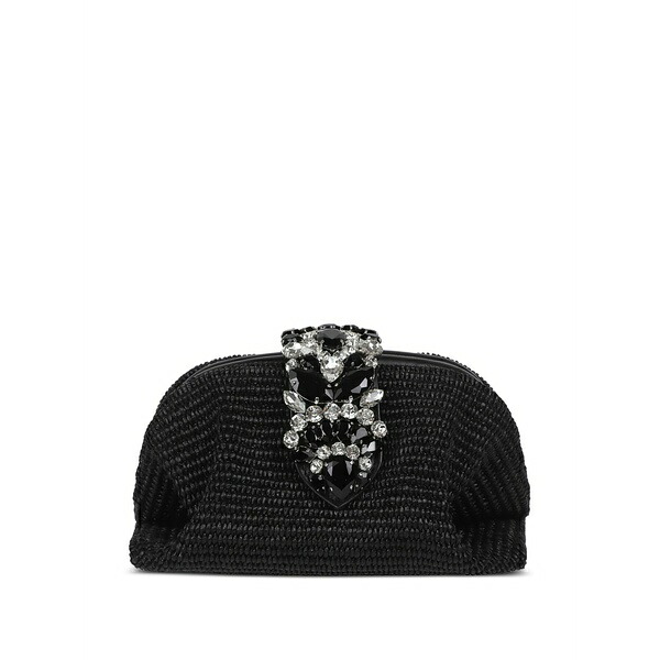 ゲデべ レディース クラッチペダル御徒面子 御徒面子 Crystal-embellished woven clutch bag Black
