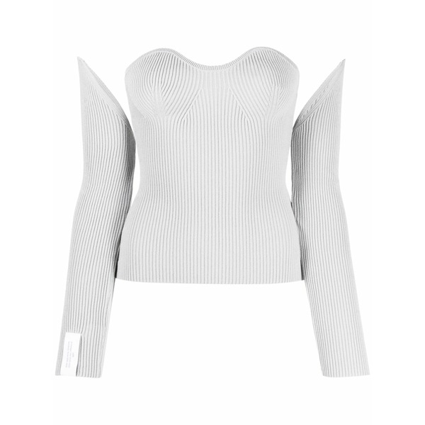 鍵を掛ける レディース 編み物\u0026スウェーター アウター Ribbed-knit bustier-style top Grey