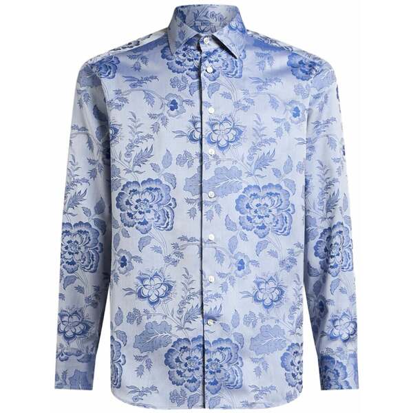 エトロ メンズ シャツ トップス Floral-print shirt Blue｜asty