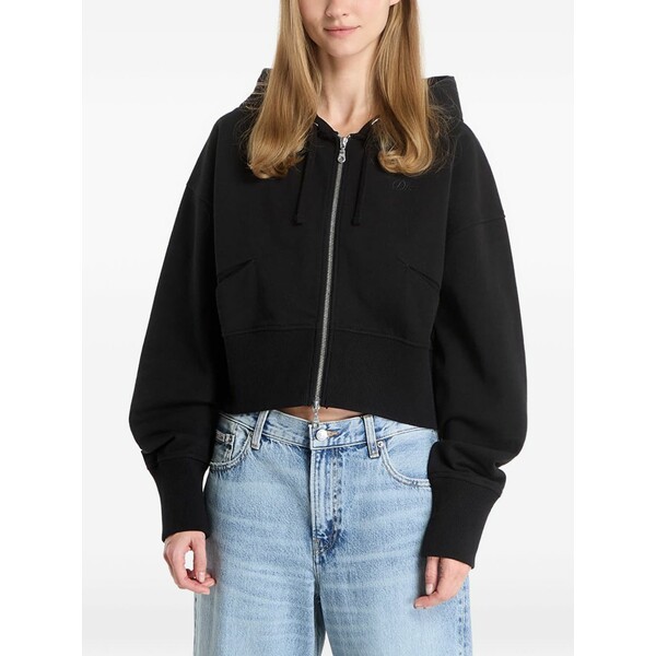 ダイム メンズ パーカー・スウェットシャツ アウター Cropped zip-up hoodie Black