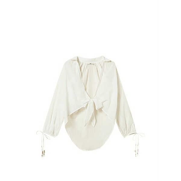 ツイン仕掛ける レディース プルオーバー トップス Tie-detail shirt White