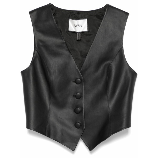 ニッサ レディース 上衣＆上衣 アウター Faux-leather waistcoat Black