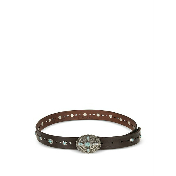 オルチアーニ レディース 三尺帯 付属物 Turquoise-embellished perforated belt Brown