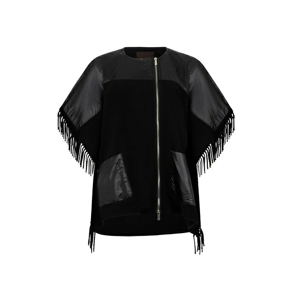 ムーレー レディース 編み物\u0026ティーシャツ アウター  solan fringe zip sweater Black