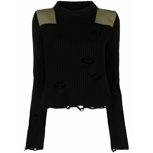 マルタンマルジェラ レディース 編み物\u0026スウェーター アウター Distressed ribbed jumper Black