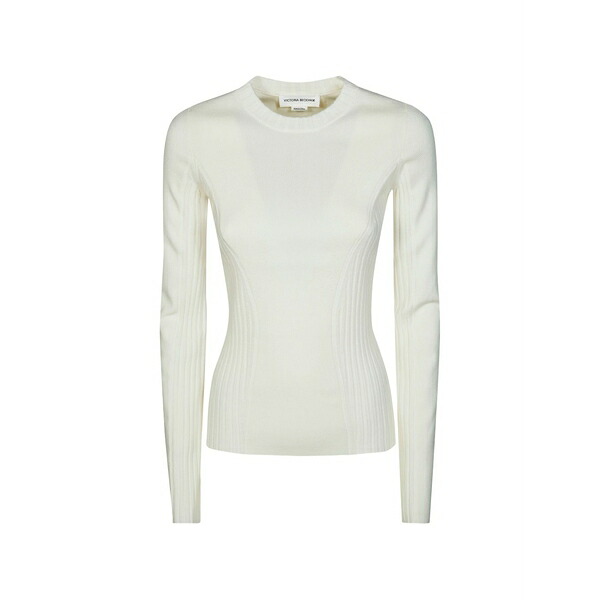 ヴィクトリア ベッカム レディース ティーシャツ トップス Long-sleeve ribbed t-shirt Neutrals
