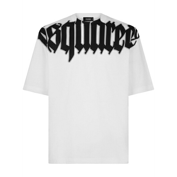ディースクエアード メンズ プルオーバー トップス Logo-print cotton t-shirt White