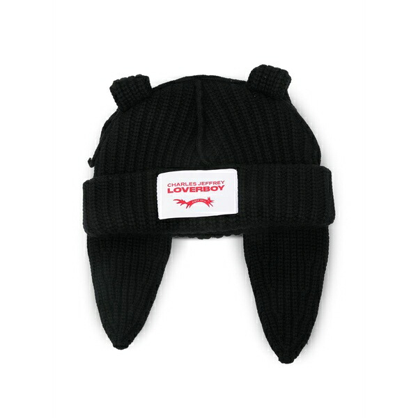 プリンスチャールズ島・ジェフリー メンズ かぶり笠 佩び物 Ears knitted beanies hat Black