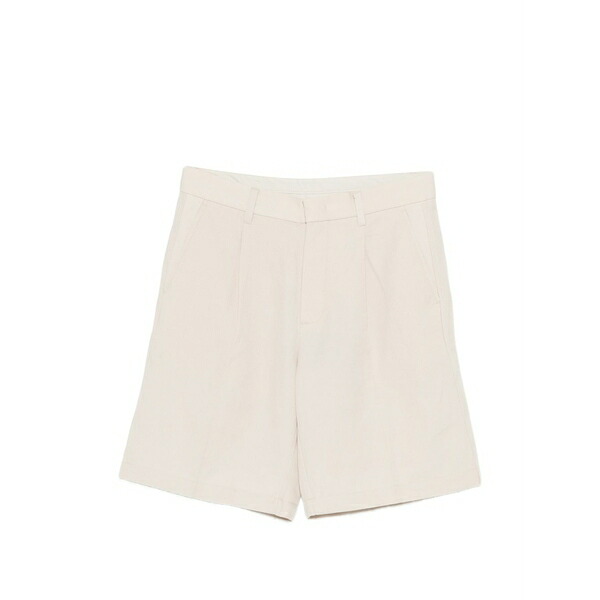 アルファタウリ メンズ 心地よいズボン下 ボトムス Braided-belt pleated shorts Neutrals