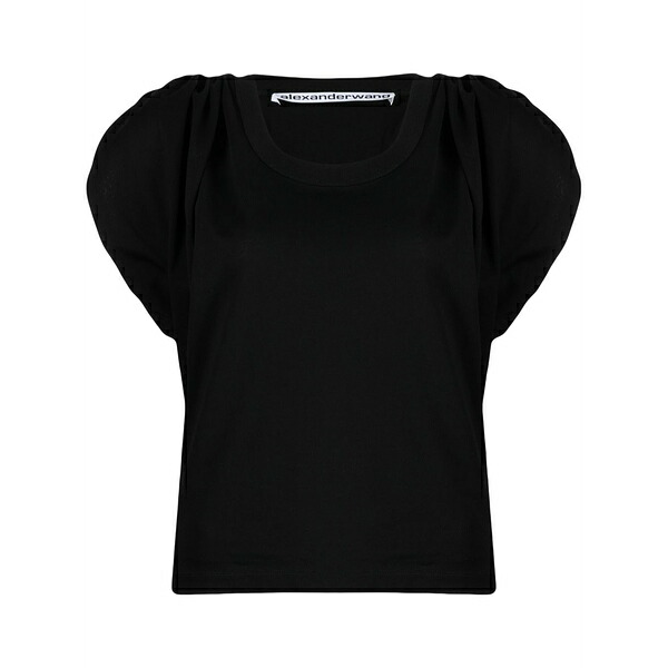 アレキサンダーワン レディース ティーシャツ トップス Gathered-sleeve detail t-shirt Black
