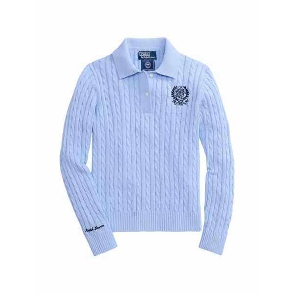 ラルフローレン レディース 編み物\u0026スウェーター アウター Cable embroidered polo sweater Blue