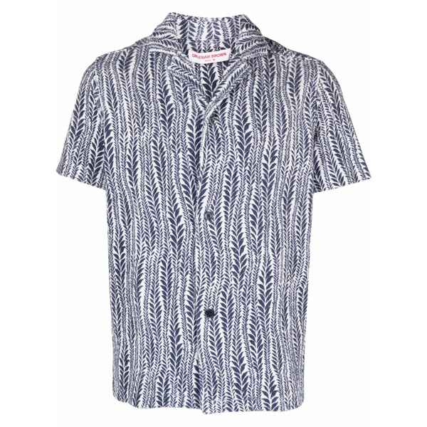 オールバー ブラウン メンズ シャツ トップス Howell fern cotton shirt Blue|asty
