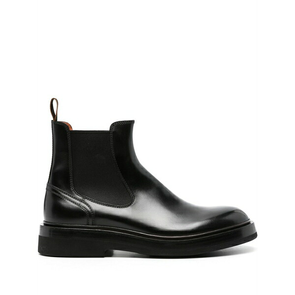 サントーニ メンズ ブーツ シューズ Leather chelsea boots Black