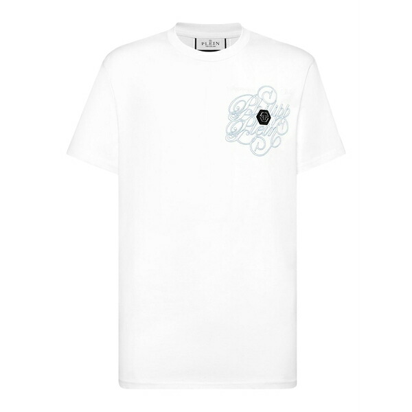 フィリップ飾り気の無い メンズ プルオーバー トップス Plein coursive-print t-shirt White