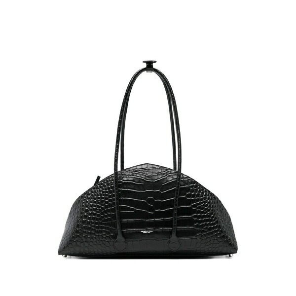 フェデリコ チーナ レディース トートバッグ 御徒面子 Crocodile-effect tote bag Black