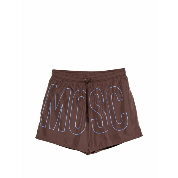 モスキーノ メンズ 心地よいズボン下 ボトムス Logo-print drawstring swim shorts Brown