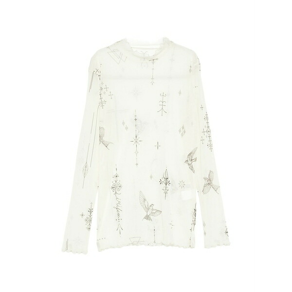 リミフー レディース プルオーバー トップス Tattoo-printed tulle-turtle neck t-shirt Neutrals