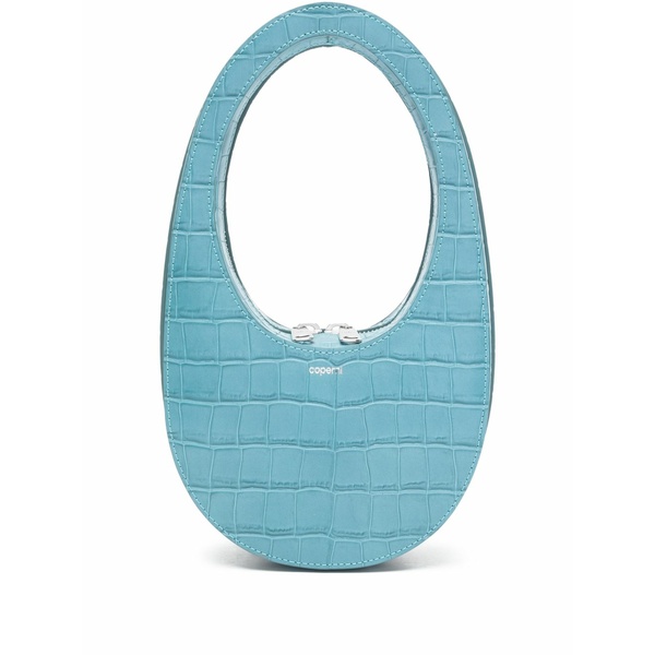 コペルニ レディース ハンドバック 御徒面子 Mini croc-effect zip tote bag Blue
