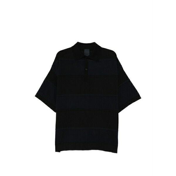ジュン・ジー メンズ スポーツシャツ トップス Striped polo shirt Black