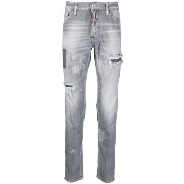 ディースクエアード メンズ デニムパンツ ボトムス Straight-leg distressed jeans Grey｜asty