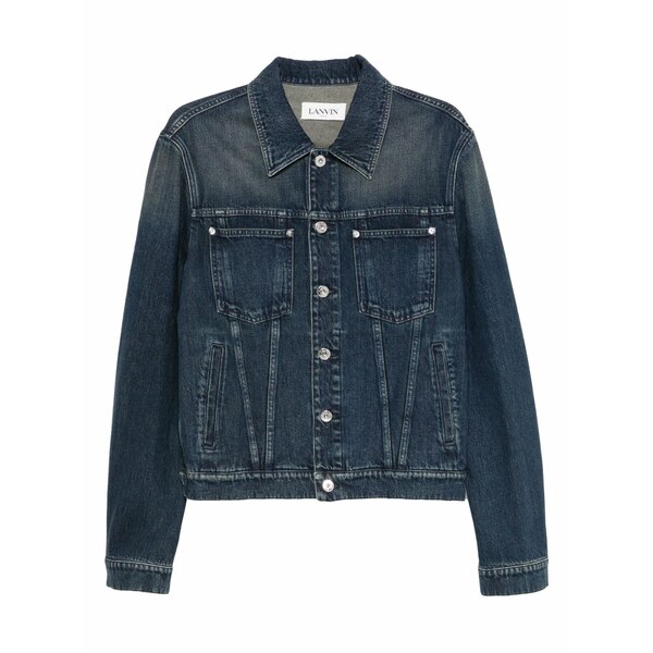 ランバン メンズ 上衣＆上衣 アウター Logo-patch jacket Blue