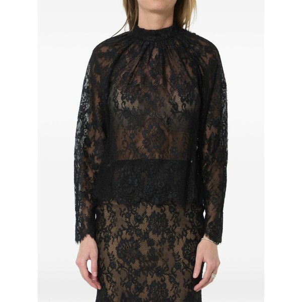 セルフ・ポートレイト レディース プルオーバー トップス Laced blouse Black