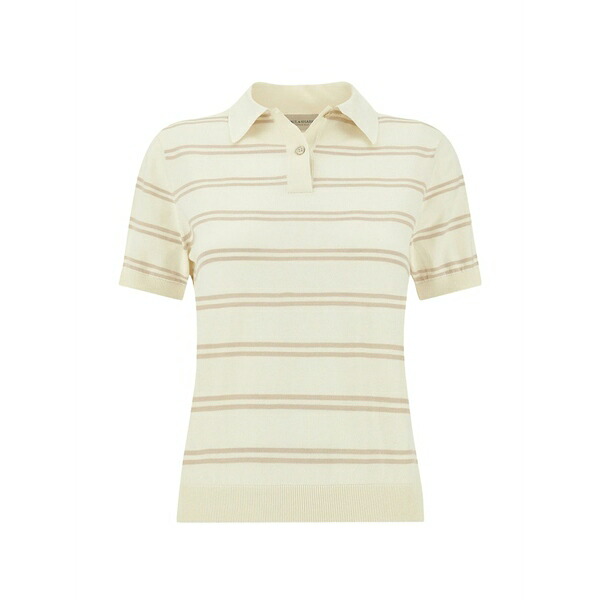 ポールアンドシャーク レディース スポーツシャツ トップス Striped short-sleeve polo shirt Neutrals