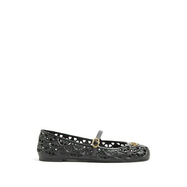 ヴァレンティノ ガラヴァーニ レディース サンダル シューズ Ondette rubber ballerinas with scallop pattern 05粍 Black