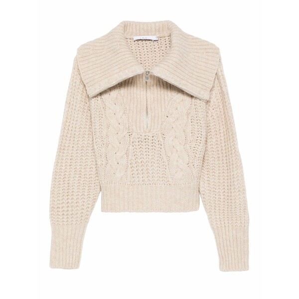 イロ レディース 編み物\u0026スウェーター アウター Cable-knit half-zip jumper Neutrals